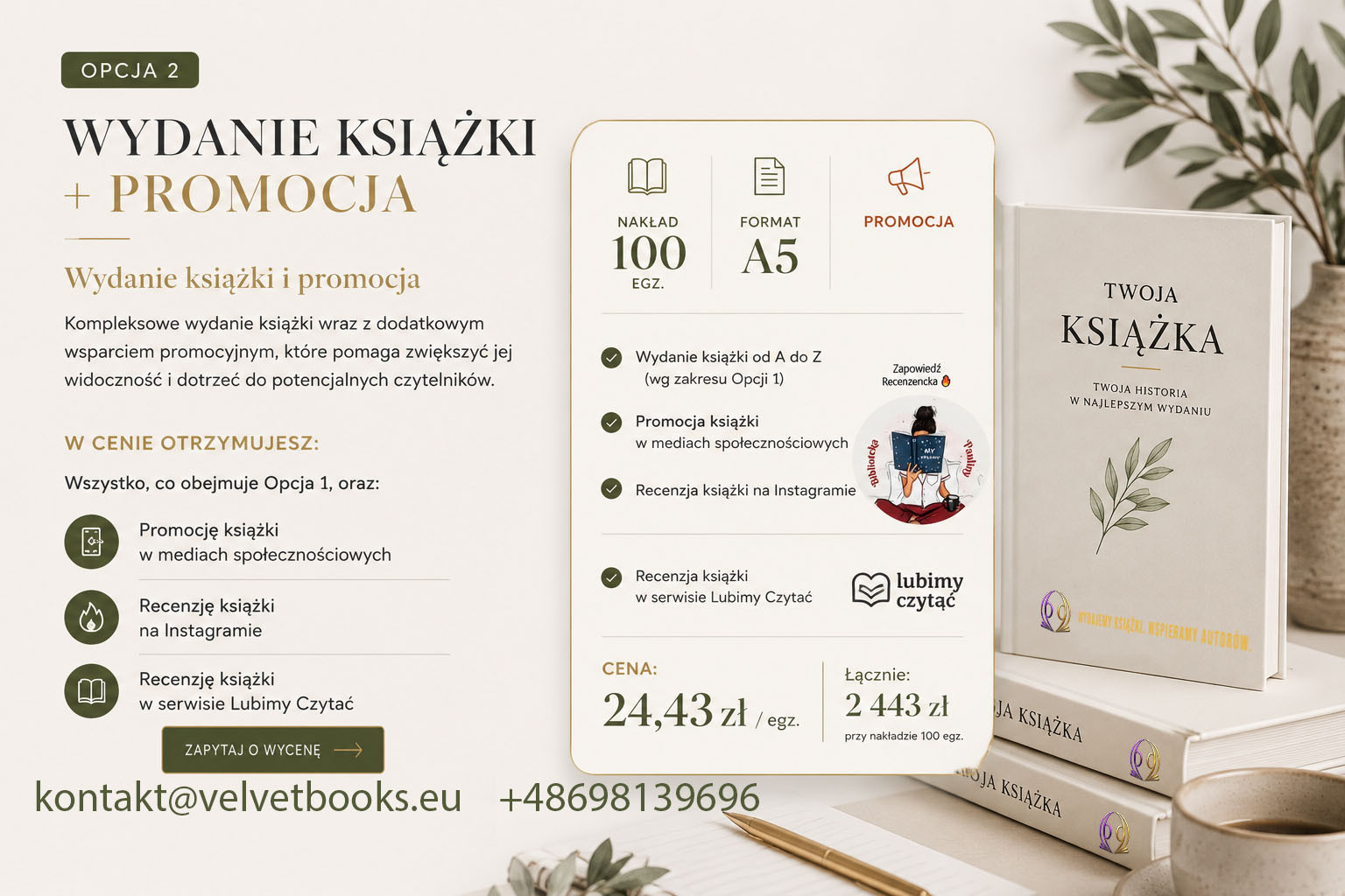 Oferta wydawnicza – pakiet wydania książki w VelvetBooks