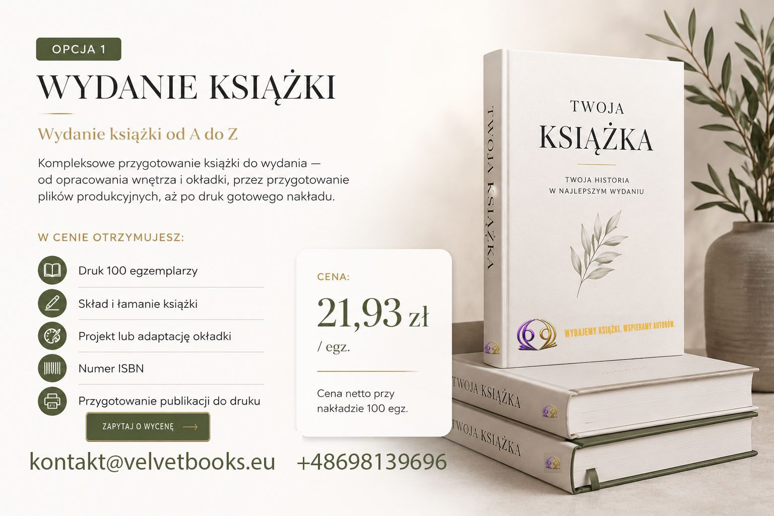 Oferta wydawnicza – pakiet wydania książki w VelvetBooks